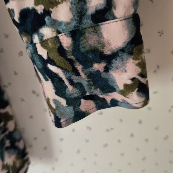 Susan Graver Liquid Knit Top 2X Multicolor Abstract Print Button-up Office Boho - Picture 8 of 16